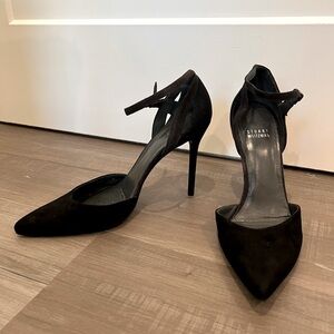 Stuart Weitzman - black suede - pointed toe d'orsay pumps - womens size 10